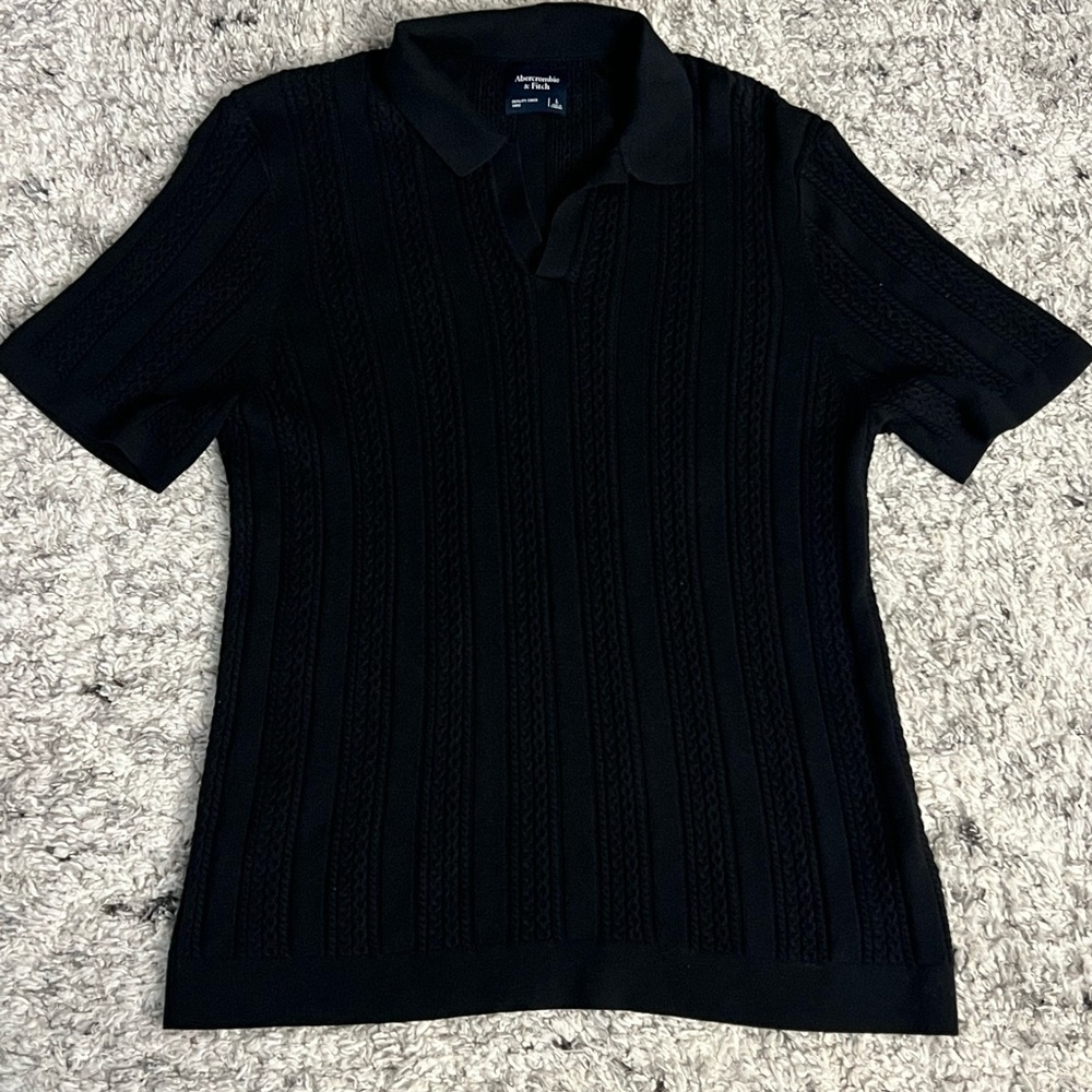 Abercrombie & Fitch Black Knit Polo
